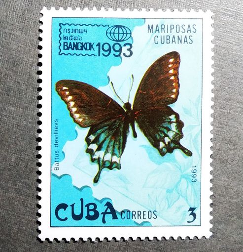 Марка Куба 1993 год Бабочка