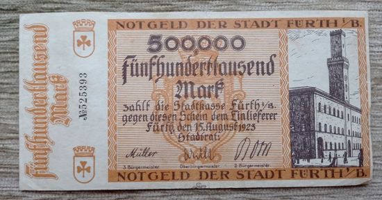 Werty71 Германия 500000 марок 1923 банкнота Гроссгельд Фюрт Франкония