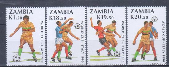 [960] Замбия 1990. Спорт.Футбол.Чемпионат мира. СЕРИЯ MNH. Кат.11 е.