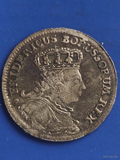Пруссия 6 грошей 1757 г. мд- "С" Фридрих II (2), без мц.
