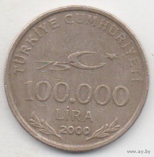 ТУРЕЦКАЯ  РЕСПУБЛИКА 100000 ЛИР 2000. 75 лет республике