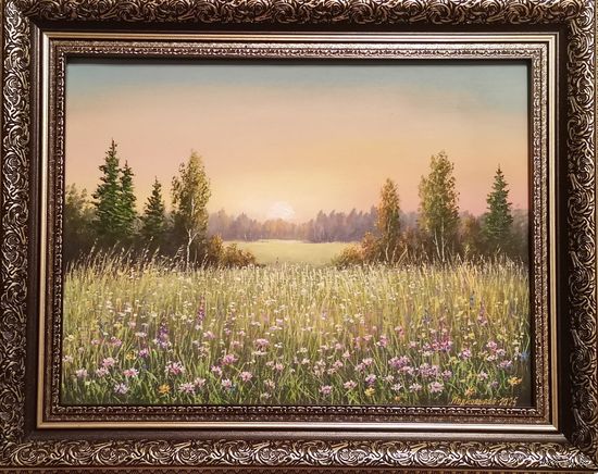 Картина маслом "Цветочная поляна"