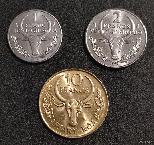 Мадагаскар 1, 2, 10 франков 1982-1993гг.