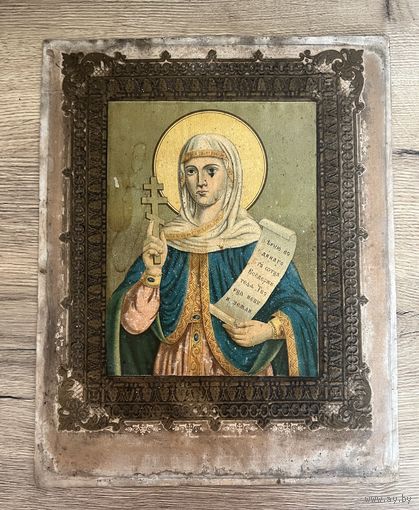 Старинная литография Святая великомученица Параскева
