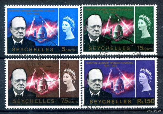 Британские колонии - Сейшелы - 1966г. - Уинстон Черчилль - 4 марки - полная серия, гашёные [Mi 224-227]. #2-Bc-58-B-1