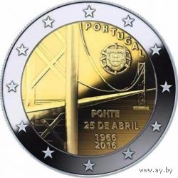 2 евро Португалия 2016 50-летие моста имени 25 апреля  UNC