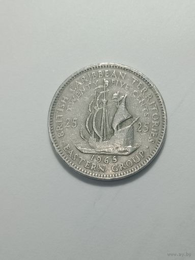 Восточные Карибы 25 центов 1965 года .