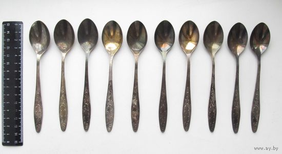Все лоты с рубля.Ложки,ложечки мельхиор,МНЦ,СССР,10 штук,не использовались.