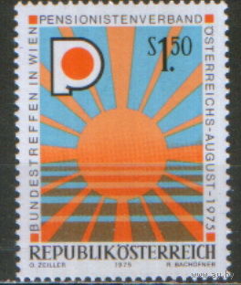 Полная серия из 1 марки 1975г. Австрия "Национальное собрание Австрийского союза пенсионеров" MNH