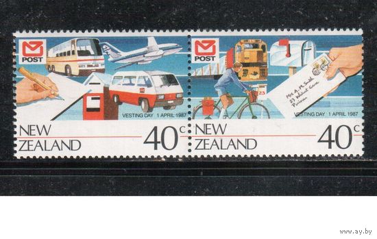 Новая Зеландия-1987(Мих.990-991) , ** , Велосипеды, Автомобили, Самолеты(полная серия)