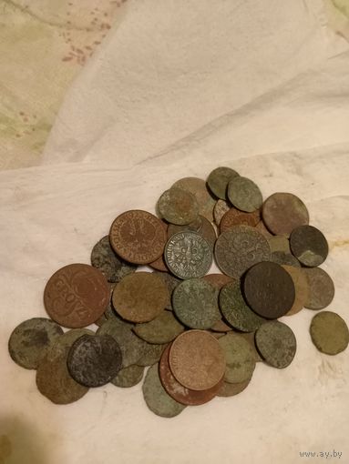 Кучка монет Речи Посполитой, Польши..