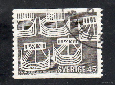 Швеция. : Mi:SE629. Norden - почтовое сотрудничество. Серия: Norden 1969 - корабли викингов. 1969