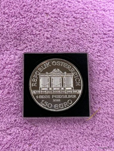 1.50 евро Австрия филармоникер 2018 год. Серебро 31,1