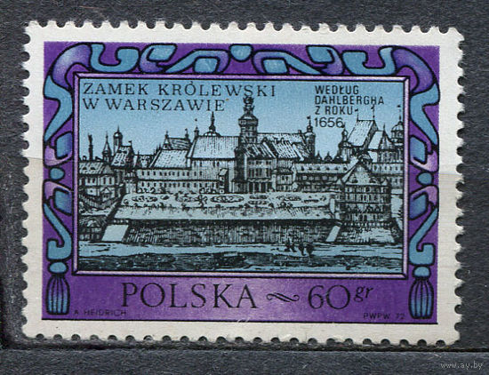 Королевский замок в Варшаве. Польша. 1972. Полная серия 1 марка. Чистая