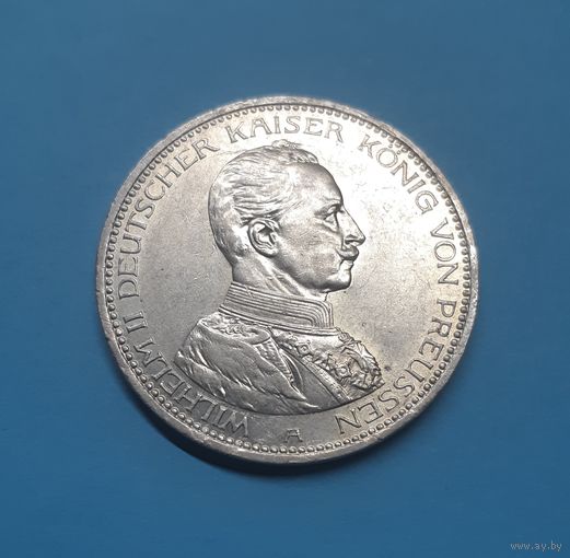 Германия. 5 марок. 1914 год. Вильгельм II. Мундир. Серебро