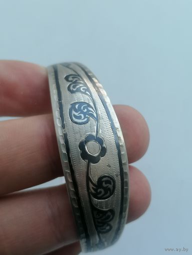 Браслет серебро 875 чернь, кубачи, редкий вариант исполнения без окончаний, торги с Рубля