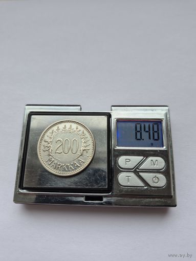 200 марок 1956 года. Финляндия. Финляндская Республика (Suomi) (1918 - 1962). Серебро 500. Монета не чищена. 45644.