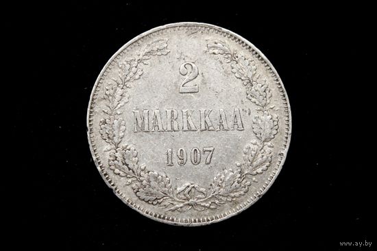 2 марки 1907 г. Финляндия (Российская Империя), Николай II. Штемпельный блеск, кабинетная патина!