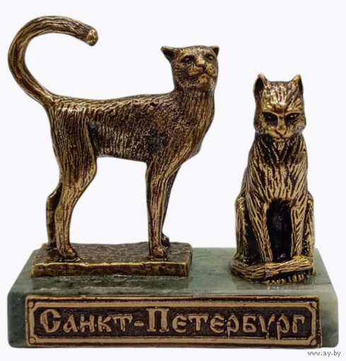 Статуэтка Питерские коты Бронза/Змеевик