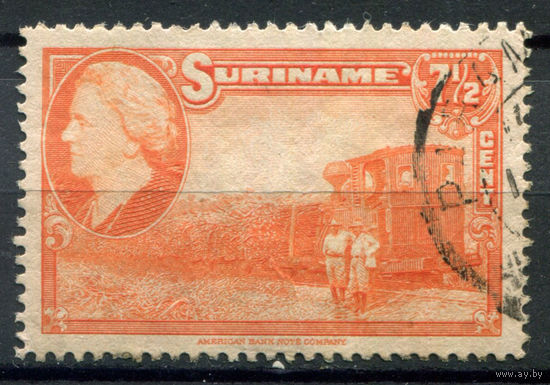 Нидерландские колонии - Суринам - 1945г. - архитектура Суринама, королева Вильгельмина, 7 1/2 с - 1 марка - гашёная [Mi 249]. #3-WB-71-A-1