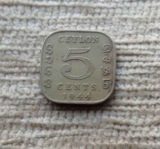 Werty71 Цейлон 5 центов 1944 Шри-Ланка Георг 6
