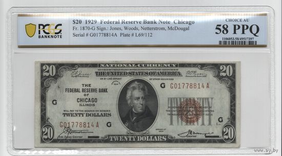 20 долларов США 1929 aUNC
