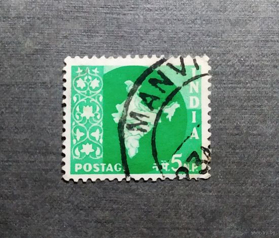 Марка Индия 1957 год Карта