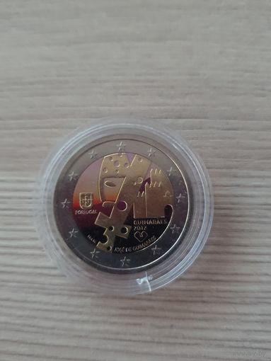 2 евро 2012 год, Португалия, Гимарайнш Культурная столица Европы, ЦВЕТНАЯ   в капсуле, UNC