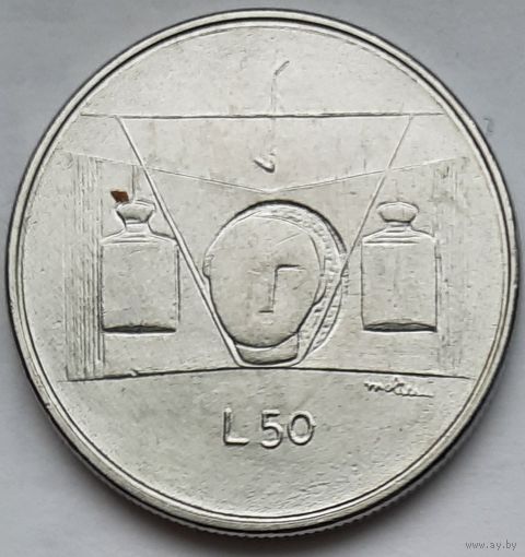 Сан-Марино 50 лир 1976 г. Республика. В холдере