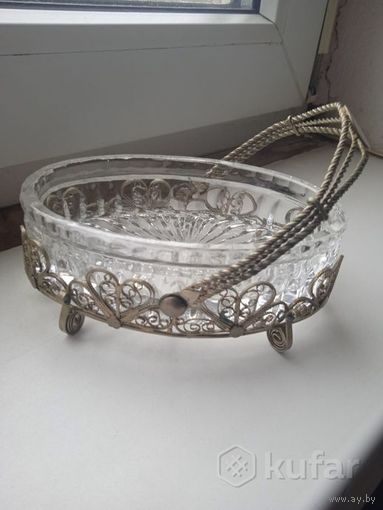 Ваза  СССР .Мельхиор, скань.