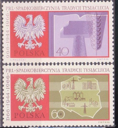 1966 Польша Mi PL 1738-9 - 1000 летие Польши - 2 марки MNH **\П1 59