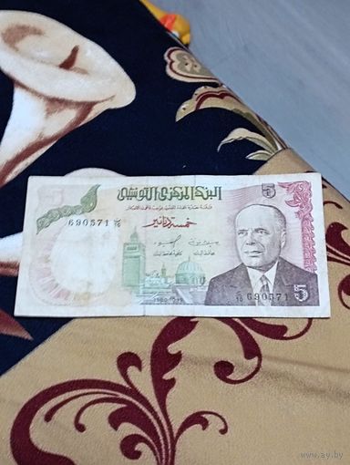 ТУНИС 5 динар 1980 год