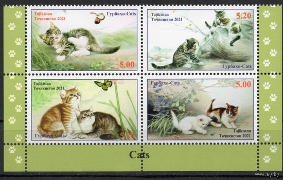 Таджикистан 2021. Фауна Кошки 4 марки (568)