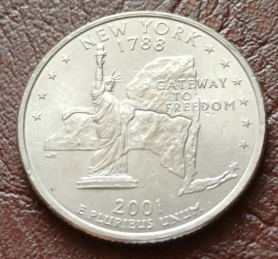 США 25 центов , D 2001 Квотер штата Нью-Йорк    ( 2-2-4 )