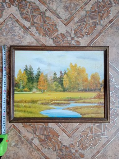 Картина ДВП масло в деревянной рамке 33 * 44