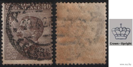 Италия 1908.01.01 (Mi)IT91 марка из сер.Король В.Э. III, портрет работы Микетти, обращен влево - 40с Король Витторио Эмануэле III (1869-1947), лицом влево (г) ВЗ тип1 (a1-23 ТОРГ
