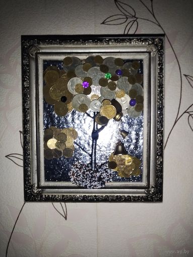 Панно ручной работы, из манет ссср1,2,3,5,10,15,20,50коп. И 1р.