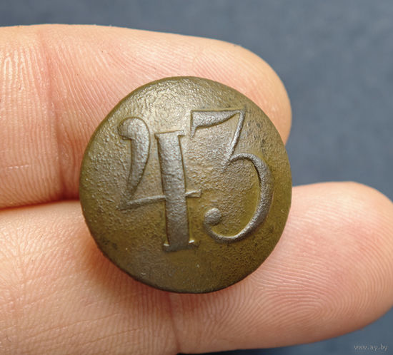 Пуговица РИА полк N43, 1830-1862, сохран!