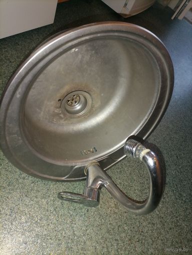 Раковина нержавейка в сборе со смесителем