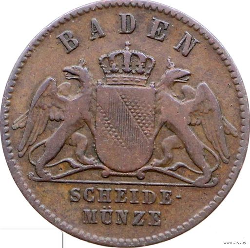 РАСПРОДАЖА!!! - ГЕРМАНИЯ БАДЕН 1 крейцер 1859 год