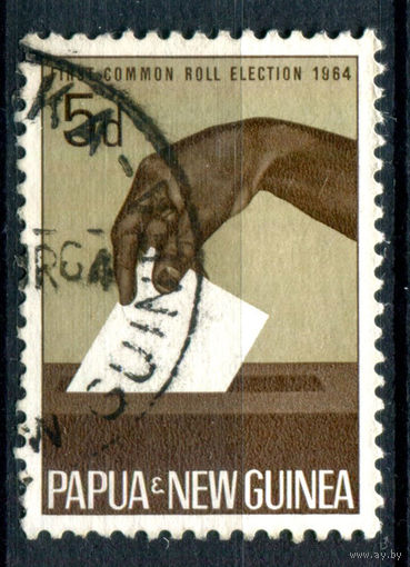 Британские колонии - Папуа Новая Гвинея - 1964г. - выборы - 1 марка - гашёная [Mi 56]. #3-WB-74-A-1