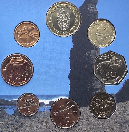 Острова Святой Елены и Вознесения 1 пенни, 2, 5, 10, 20, 50 пенсов, 1, 2 фунта 2003 г. Банковский набор