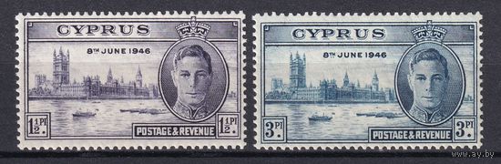 48.BrKS. Великобритания. Колонии. Кипр. Победа во Второй Мировой Войне. Георг VI. 1946 г. Полная серия. Mi.##155-156.