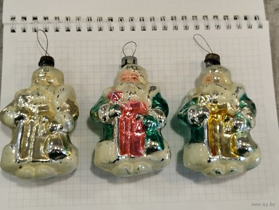 Елочная игрушка дед мороз толстое стекло