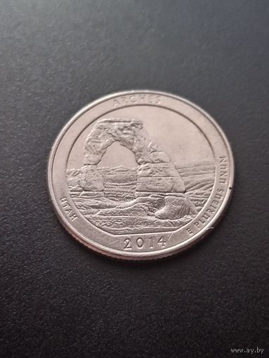 США 25 центов  2014 г. D -Национальный парк Арки (Юта)