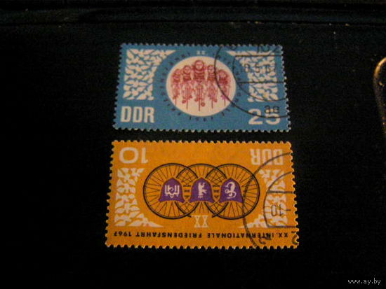 ГДР 1967г. Mi N1278-1279** Международный Велогонка мира по маршруту Берлин-Варшава-Прага