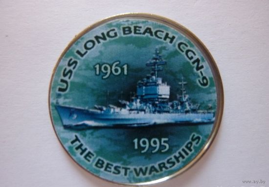 NEW! Зимбабве. 1 шиллинг 2017г. Серия Корабли ВМФ. Крейсер USS Long Beach