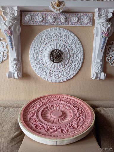 - ФОРМА для отливки Потолочных Розеток-Панно > 3 в 1 , Д отливок 61 , 38 , 30 см