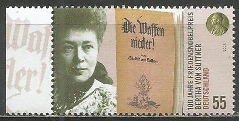 Германия. 100 лет со дня рождения Б.Зуттнер. Писатель, Нобелевский лауреат.2005г. Mi#2495.