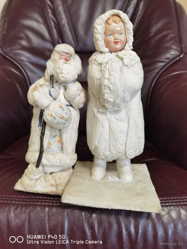 Редчайшие Дед мороз  и Снегурочка  СССР Артель полностью аутентичное состояние без реставрации самая привлекательная цена трёхдневный аукцион